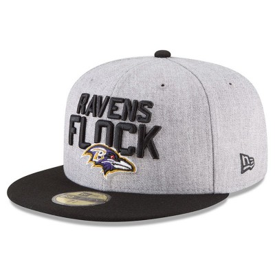 Men's Baltimore Ravens New Era Heather Gray/Black 2018 NFL Draft Official On-Stage 59FIFTY Fitted Hat 2979384